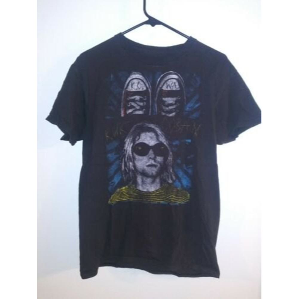 Kurt Cobain Sunglasses Converse Shoes Striped Shirt Rare Art Nirvana KC WA Sz M